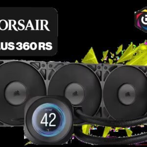 Corsair Nautilus 360 RS LCD Liquid CPU Cooler - Black / Low-Noise Efficient Cooling / 2.1\" IPS LCD Screen / High Static Pressure RS120 Fans /