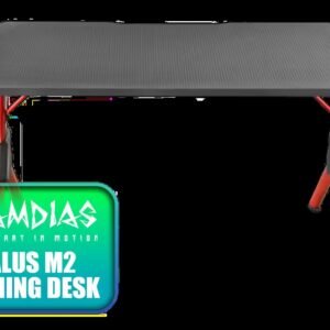 Gamdias Daedalus M2 RGB Gaming Desk - Black/Red / A Remote Control / Two RGB Light strips / Cable Management / Power Strip Holder / Carbon Fiber