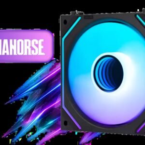 AsiaHorse Dawn Pro 120mm ARGB Black Case Fan - 1 Pack / Daisy Chain Cable Management / Infinity Mirror ARGB Lighting / Aura Fusion Mystic Light Sync