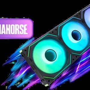 AsiaHorse Dawn Pro 120mm ARGB Black Case Fan - 3 Pack / Daisy Chain Single-Cable Management / Infinity Mirror ARGB Lighting / Aura Fusion Mystic