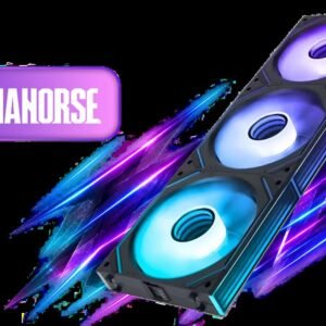 AsiaHorse Dawn Pro 120mm ARGB Black Reverse Case Fan - 3 Pack / Daisy Chain Single-Cable Management / Infinity Mirror ARGB Lighting / Aura Fusion