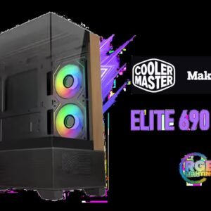 Cooler Master Elite 690 Wood Mid-Tower Gaming Case - Black / ITX, Micro-ATX, ATX Motherboard Support / Up to 9 Case Fans / Pre-installed 3x 120mm