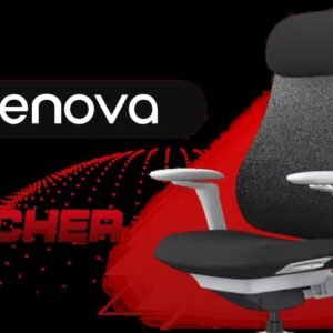 Enova Archer Office Chair - Light Grey Frame / 4-Position Tilt Lock / Dual Axis Armrest / Lumbar Support / Seat Cushion Adjustment / Headrest