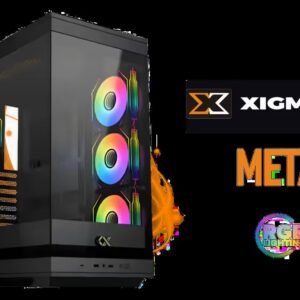 Xigmatek Meta Mid Tower Gaming Case - Black / Supports Motherboards up to E-ATX / 4 x Pre-Installed Fans Included / EN45066