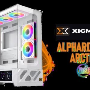 Xigmatek Alphard Pro Arctic Mid Tower Gaming Case / Supports Motherboards up to E-ATX / 6″ Multi Display LCD Panel / Windows 10 & 11 Multi-Display