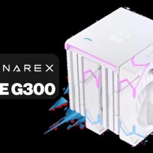 EINAREX GLIDE G300 CPU Cooler - White / Supports AMD and Intel CPU / Dual Tower Design / 6x Copper Heat Pipes / Integrated Display / 2x Fans Included