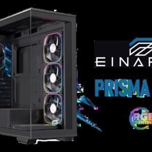 EINAREX Prisma S700 ATX Mid-Tower Case - Black / Supports ATX, m-ATX and m-ITX Motherboards / Tempered Glass Panel / USB-C 3.2 Gen 2 + USB 3.0 I/O /