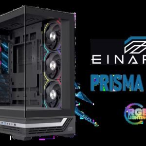 EINAREX Prisma S800 ATX Mid-Tower Case - Black / Supports ATX, Micro-ATX and Mini-ITX Motherboards / Tempered Glass Panel / USB-C 3.2 Gen2 + Dual USB