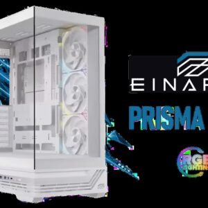 EINAREX Prisma S800 ATX Mid-Tower Case - White / Supports ATX, Micro-ATX and Mini-ITX Motherboards / Tempered Glass Panel / USB-C 3.2 Gen2 + Dual USB