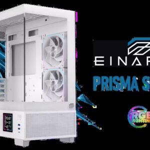 EINAREX Prisma SM501D m-ATX Mid-Tower Gaming Case - White / Supports Micro-ATX and Mini-ITX Motherboards / Snap-Fit Tempered Glass Panel / USB-C +
