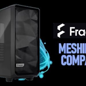 Fractal Design Meshify 2 Compact Black ATX Flexible High-Airflow Light Tinted Tempered Glass Window Mid Tower Computer Case - 3 x Pre-Installed Fans