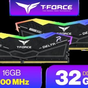 Teamgroup T-Force DELTA RGB 32GB (2x 16GB) 7600MHz DDR5 Gaming Memory - Black / RGB Colors & 120° Ultra-Wide Lighting / Supports AMD EXPO & Intel XMP