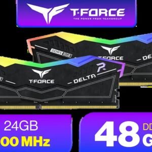 Teamgroup T-Force DELTA RGB 48GB (2x 24GB) 7200MHz DDR5 Gaming Memory - Black / RGB Colors & 120° Ultra-Wide Lighting / Supports AMD EXPO & Intel XMP