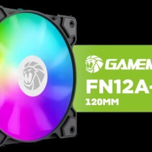 GAMEMAX FN12A-S5 120mm ARGB Case Fan – Black / PWM 800–1600±10% RPM / Addressable RGB LEDs / ARGB Remote & AURA Sync Compatible / Shock-Absorbing