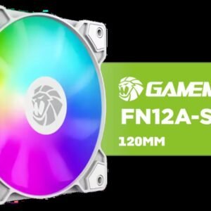 GAMEMAX FN12A-S5-W 120mm ARGB Case Fan - White Frame / High-Performance Cooling Fan / PWM Intelligent Speed Control (800–1600 RPM) / Addressable RGB