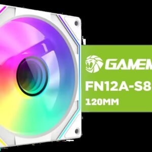 GAMEMAX FN12A-S8I-RW 120mm Reverse ARGB Case Fan - White Frame / Reverse Blade Design for Bottom Intake & PSU Shroud Mounting / PWM Intelligent Speed