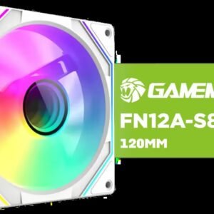 GAMEMAX FN12A-S8I-W 120mm ARGB Case Fan - White Frame / High-Performance Cooling Fan / PWM Intelligent Speed Control (800–1600 RPM) / Addressable RGB