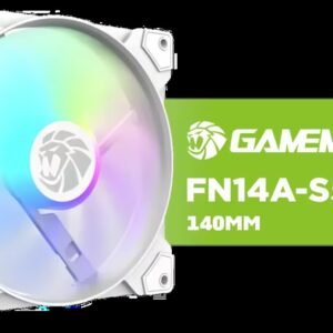 GAMEMAX FN14A-S5-W 140mm ARGB Case Fan - White / Hydraulic Bearing for Long Lifespan / 600–1400 RPM Adjustable Speed / 43 CFM Airflow & 1.83mmH₂O
