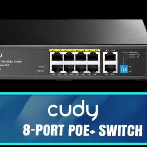 CUDY 8-Port PoE+ Switch / 8× Fast Ethernet PoE (802.3af/at) / 2× Gigabit Uplink Ports / 120W Power Budget / VLAN & 250m Extend Mode / Watchdog