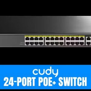 CUDY 24-Port PoE+ Switch / 24× Fast Ethernet PoE (802.3af/at) / 2× Gigabit Uplink Ports + 1× Gigabit SFP / 300W Power Budget / VLAN & 250m Extend