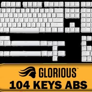Glorious 104 Keys ABS Double Shot Mechanical Keyboard Keycaps - White / Double Shot Injection Legends / Backlight LED Compatible / Unique Dual-layer