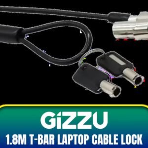 GIZZU 1.8m T-Bar Laptop Cable Lock Master Key Compatible, Laptop and Notebook Compatible, Easier To Install, Pull-Resistant / GCTKLMK