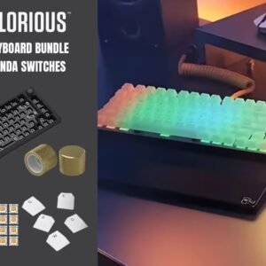 Glorious GMMK Pro Gaming Keyboard Bundle / GMMK Pro Gasket-mounted 75% layout Gaming Keyboard - Black, 16.8 million color RGB Lighting -