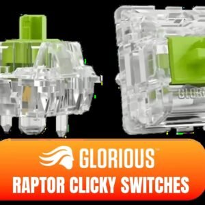 Glorious Raptor Clicky Switches for Mechanical Keyboards for Gaming: 36 PCS, 5-pin, Transparent for MAX RGB, Pre-Lubed, Compatible with MX Keycaps,
