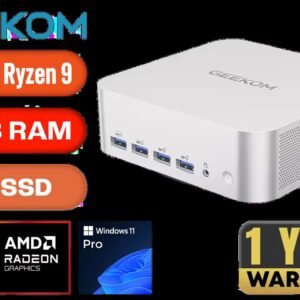 GEEKOM A8 Max Mini PC / AMD Ryzen 9-8945HS (8x Cores, 16x Threads, 4.0GHz Base) up to 5.2GHz / 32GB DDR5 RAM / 1TB NVMe SSD / AMD Radeon 780M