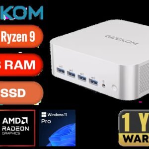 GEEKOM A9 Max Mini PC / AMD Ryzen AI 9 HX 370 (12x Cores, 24x Threads, 2.0GHz Base) up to 5.1GHz / 32GB DDR5 RAM / 1TB NVMe SSD / AMD Radeon 890M
