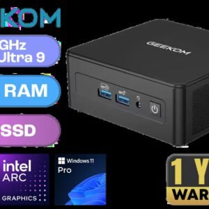 GEEKOM IT15 AI Mini PC / Intel Core Ultra 9-285H (16x Cores, 16x Threads, 2.9GHz Base) up to 5.4GHz / 32GB DDR5 RAM / 1TB NVMe SSD / Intel Arc 140T