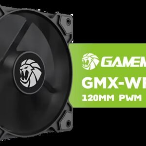 GAMEMAX GMX-WFBK-PWM 120mm Case Fan - Black Frame / High-Performance Cooling Fan / PWM Intelligent Speed Control (800–1600 RPM) / Ultra-Quiet