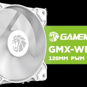 GAMEMAX GMX-WFWT-PWM 120mm Case Fan - White Frame / High-Performance Cooling Fan / PWM Intelligent Speed Control (800–1600 RPM) / Ultra-Quiet
