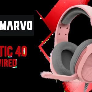 Marvo Tactic 40 RGB Gaming Headset - Pink / 50mm Speakers Crystal-Clear Audio / Dynamic RGB Backlighting / Lightweight Durable Adjustable Headband /