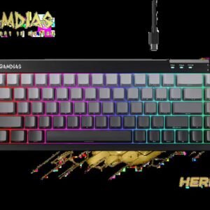 Gamdias Hermes E8 RGB Mechanical Gaming Keyboard / Gradient Black PBT Durable Keycaps / 3-Layer Gasket Structure Stabilized Sound / Hot-Swappable