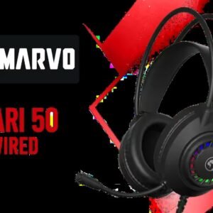 Marvo Akari 50 Wired Gaming Headset - Black / Static RGB backlight / Closed over-ear design / 40mm driver / Wired connection, plug and play / Stereo