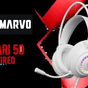 Marvo Akari 50 Wired Gaming Headset - White / Static RGB backlight / Closed over-ear design / 40mm driver / Wired connection, plug and play / Stereo
