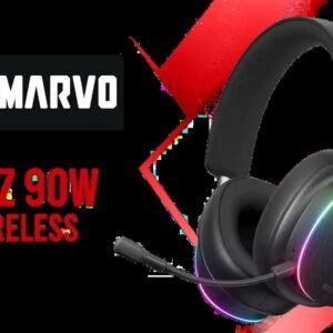 Marvo Pulz 90W Wireless Gaming Headset - Black / Bluetooth 6.0 & 2.4G & Wired Modes /Powerful 50 mm Drivers / Dynamic RGB Lighting / Up to 50 Hours