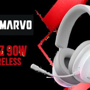 Marvo Pulz 90W White Wireless Gaming Headset / Multi-Platform Compatibility / Bluetooth 6.0 & 2.4G & Wired Modes /Powerful 50 mm Drivers / Dynamic