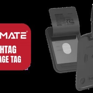 Promate HushTag Luggage Tag - Black / Works with Apple Find My / Integrated Speaker / Slim Premium Leather Design / Wireless Charging / HushTag.Black