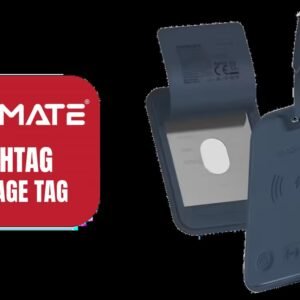 Promate HushTag Luggage Tag - Blue / Works with Apple Find My / Integrated Speaker / Slim Premium Leather Design / Wireless Charging / HushTag.Blue