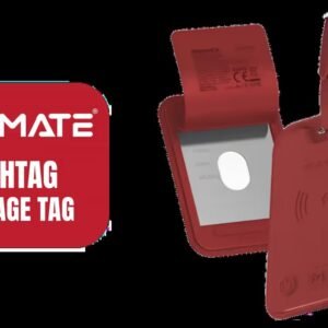 Promate HushTag Luggage Tag - Burgundy / Works with Apple Find My / Integrated Speaker / Slim Premium Leather Design / Wireless Charging /