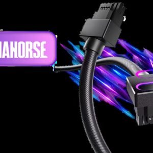 AsiaHorse Hydrus ARGB 16-Pin (12VHPWR) Modular PSU Cable - Black / Type A / 90° Right-Angle Connector / 5V 3-Pin Sync / 50cm