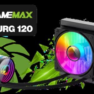 GAMEMAX Iceburg 120 Liquid Cooler - Black / 120mm Radiator / Nylon Fiber Water Pipe / Copper Base / Rotatable Pump Head / ARGB Infinity Mirror