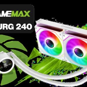 GAMEMAX ICEBURG 240 Digital Liquid Cooler - White / Digital Display / Low Noise Pump / 240mm Radiator / Large Copper Base / Compatible with Intel &