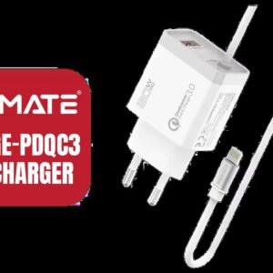 Promate iCharge-PDQC3 Wall Charger / 38W Ultra-Fast Charging / Lightning Connector with Power Delivery of 20W / Quick Charge 3.0 Port
