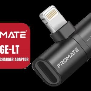 Promate iHinge-LT.Black 2-in-1 Audio & Charging Adaptor - Black / Lightning Connector / 10W Pass Through / 48KHz audio output / Plug and Play /