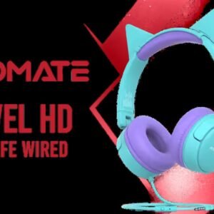Promate Jewel HD Stereo KidSafe Wired Headset - Aqua / Safe Audio Levels / Adjustable Headband / 3.5mm Aux Connector / Audio Sharing / JEWEL.AQUA