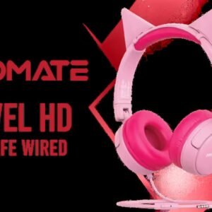 Promate Jewel HD Stereo KidSafe Wired Headset - Bubblegum / Safe Audio Levels / Adjustable Headband / 3.5mm Aux Connector / Audio Sharing /