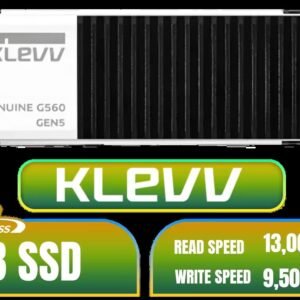 KLEVV Genuine G560 1TB Gen5x4 NVMe SSD / Up to 13,000MB/s Sequential Read / Up to 9,500MB/s Sequential Write / M.2 2280 Form Factor / Phison E26